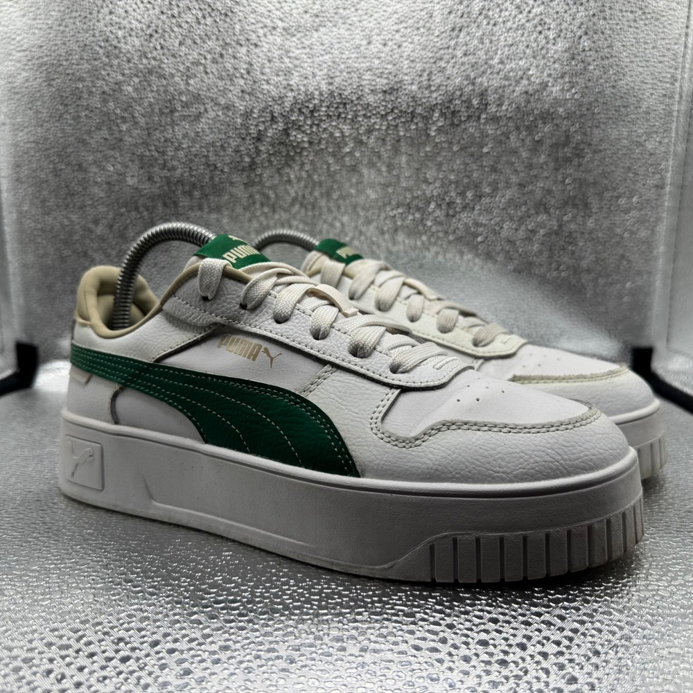 Size 8 Puma Cali Court Match Sneakers Womens White Green Excellent Platform Shoe